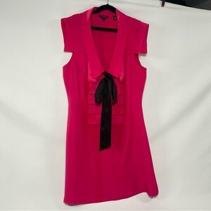 Ted Baker Fuchsia Pink Ruffle Front Shift Dress Sise 2 (S)
